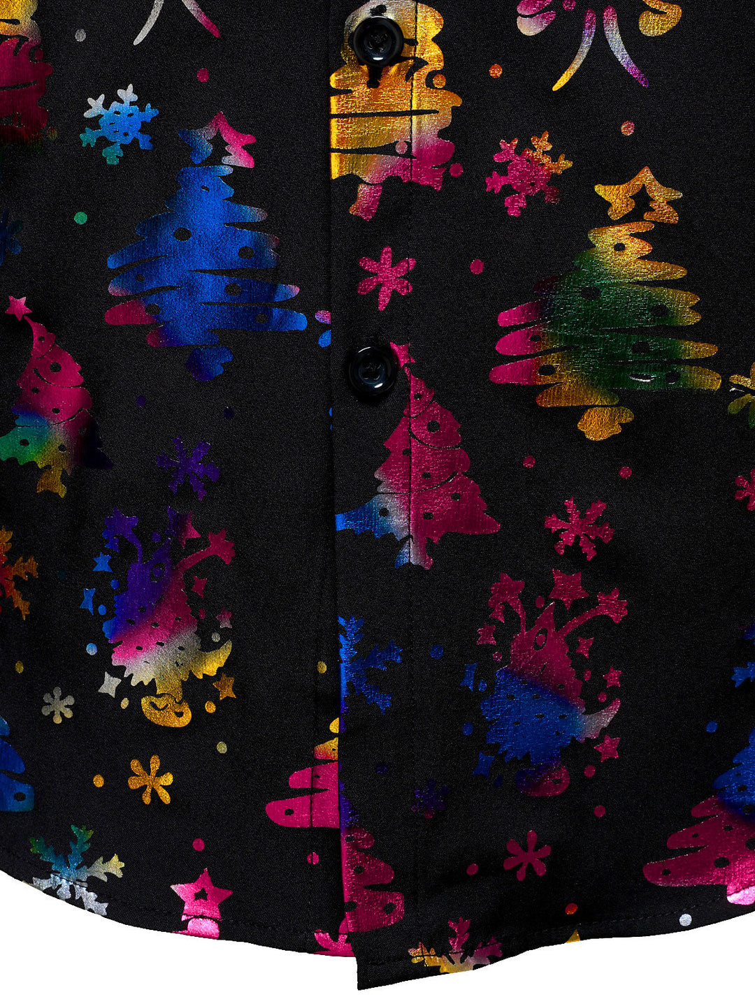 Vyriški juodi marškiniai su auksiniu kalėdiniu raštu regular fit ilgomis rankovėmis