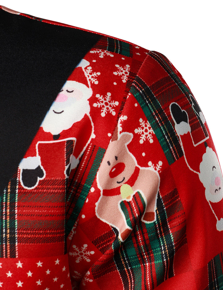 Vyriški raudoni vintažiniai tartaniniai ilgarankoviai kalėdiniai marškiniai