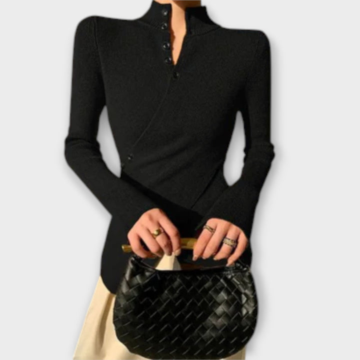 Michiko – Elegantiškas Slim Fit Megztinis T-shirt