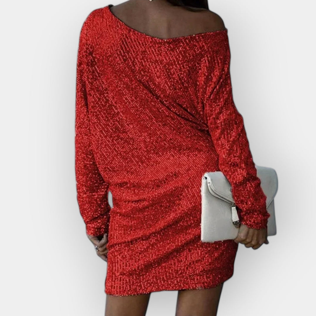 Vakarinė Suknelė su Pailgintais Blizgučiais