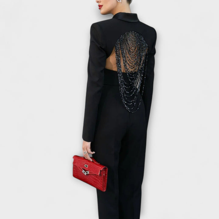 Noa - Juodas trumpas švarkas su perlais