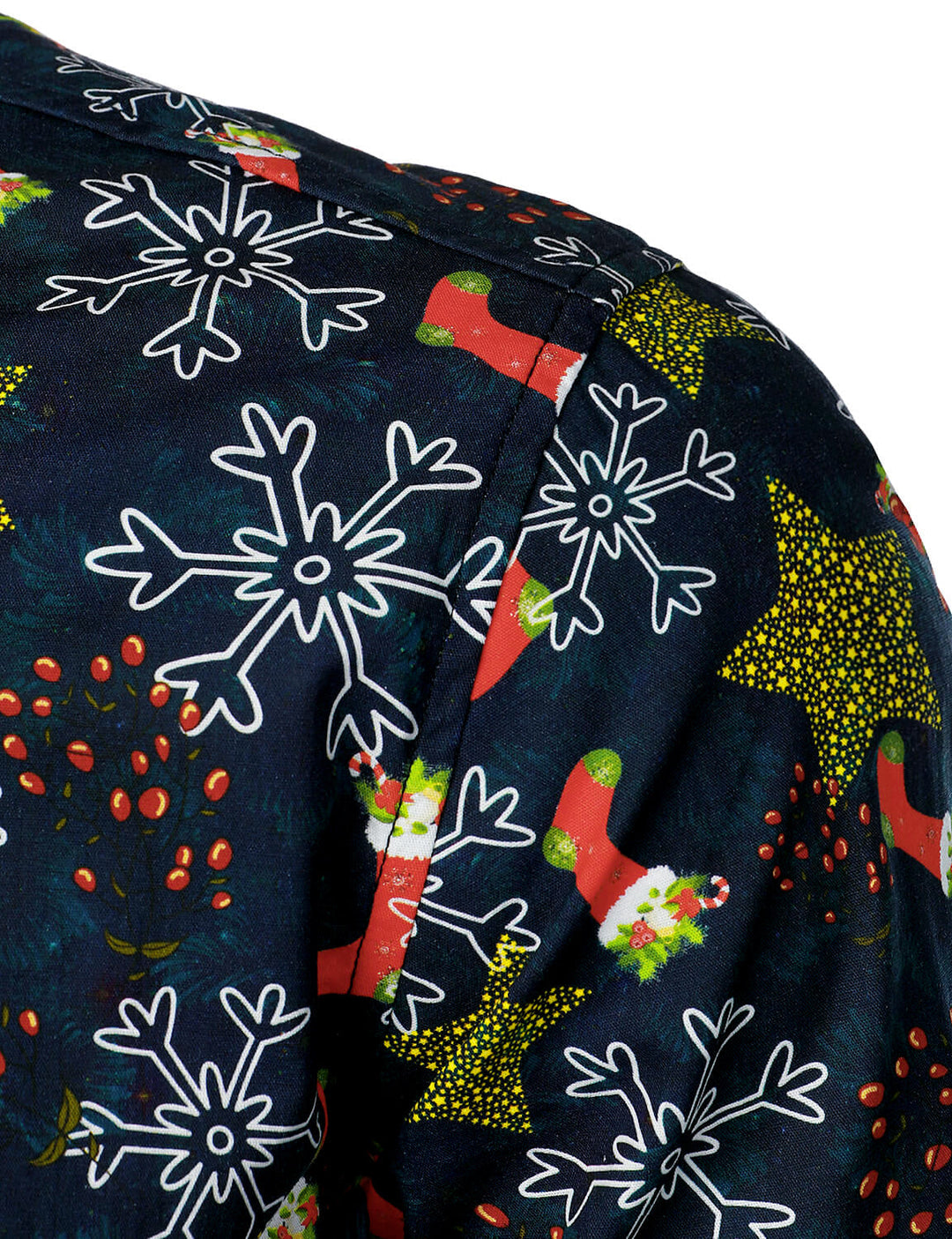 Vyriški medvilniniai kalėdiniai marškiniai su šventiniu raštu ilgarankoviai