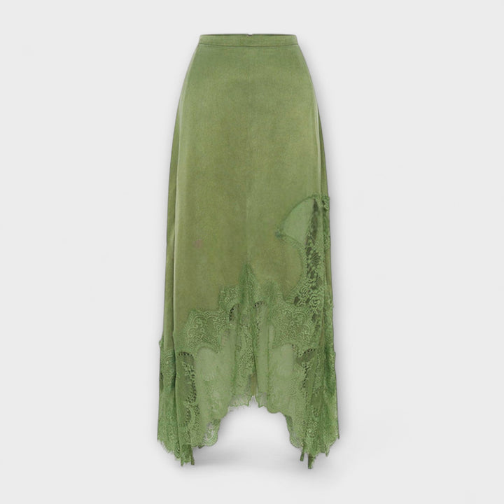 Kaia - Satino bluzonas su nėriniu ir plisuotu iškirpimu komplekte