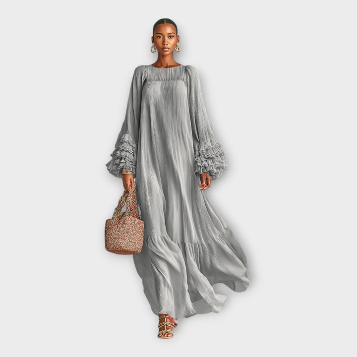 Elegantiškos detalės ilga lengva suknelė