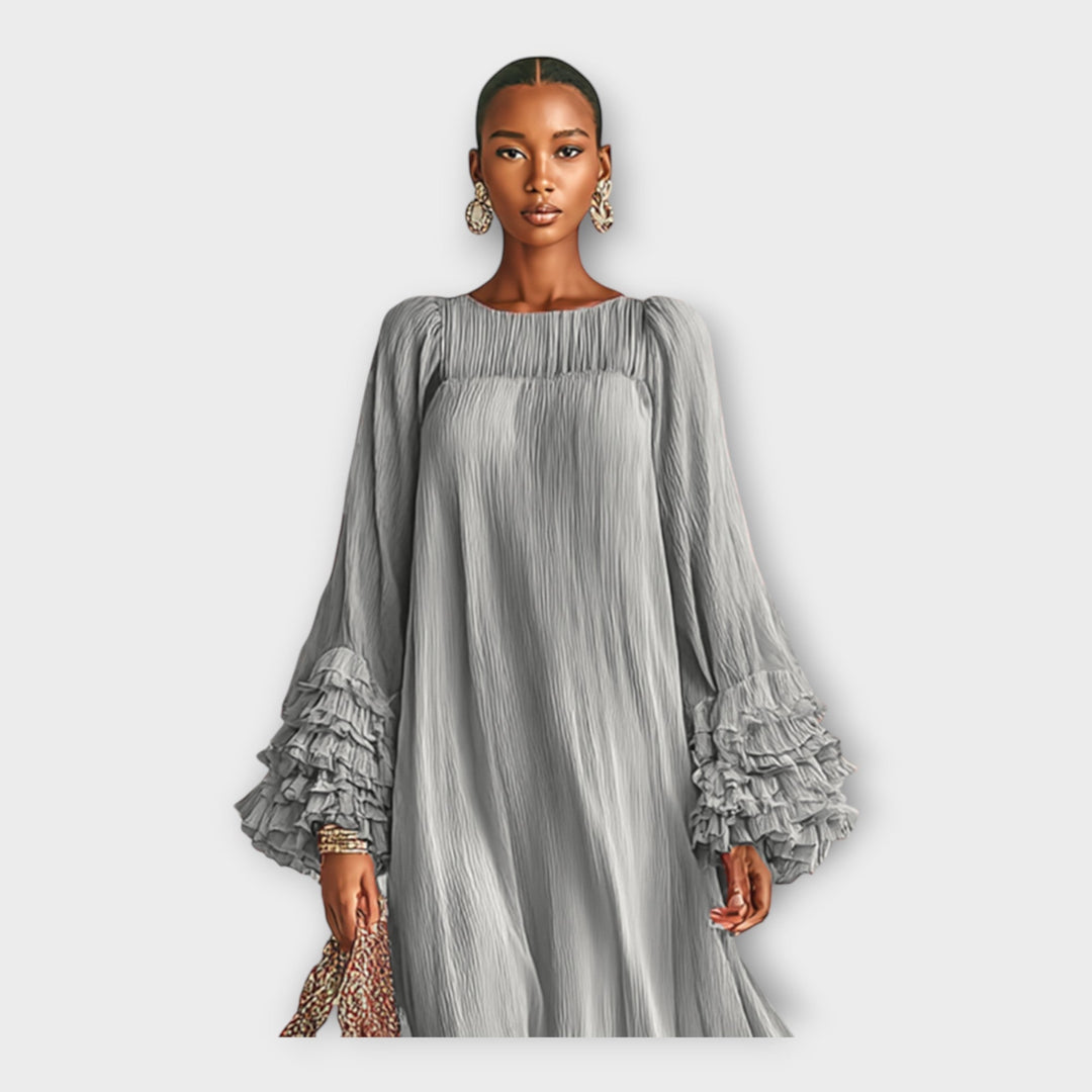 Elegantiškos detalės ilga lengva suknelė