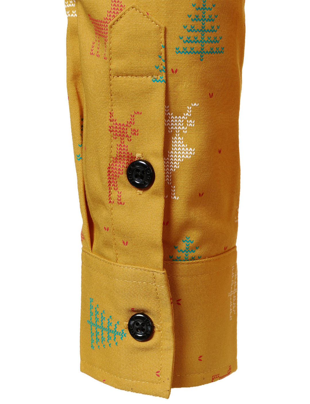 Vyriški geltoni ilgarankoviai marškiniai su kvėpuojančia kalėdine eglute ir elniu