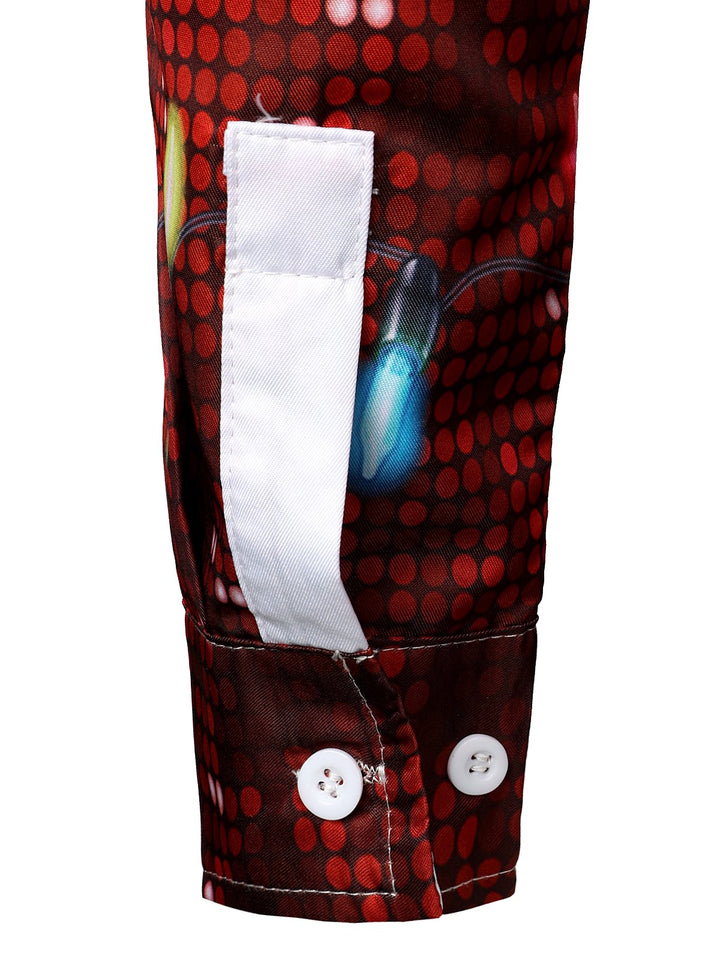 Vyriški marškiniai su linksmu kalėdiniu kostiumo dizainu ilgarankoviai su sagomis