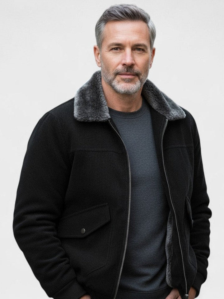 Norbert™ | Bombonešio stiliaus striukė su dirbtinio kailio apykakle