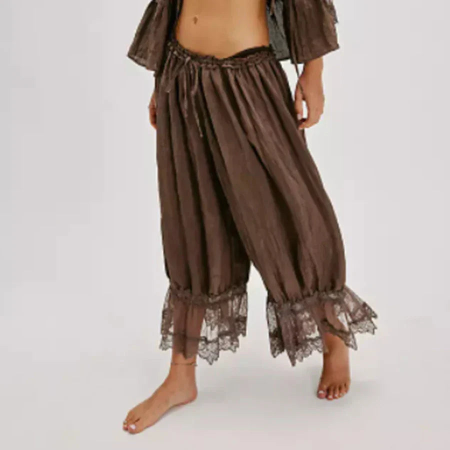 Boho stiliaus kelnės su nėriniais