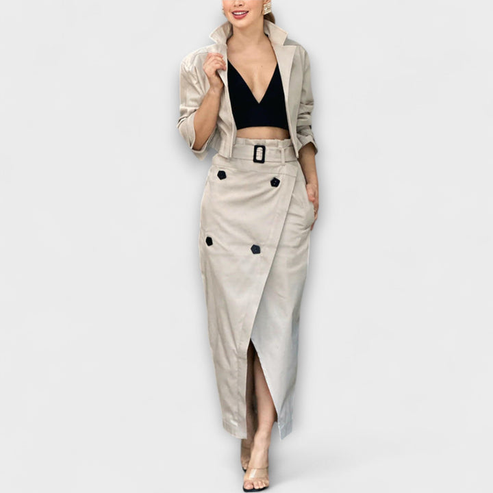 Lyra - Elegantiška Midi Sijonas su Kišenėmis