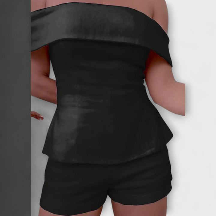 Olivia - Baltas medvilnės-lino dviem dalimis komplektas