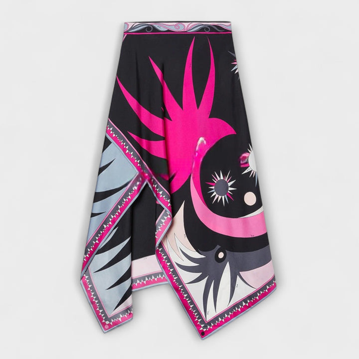 Everly - Kaklo viršūnės ir asimetrinio midi sijono rinkinys