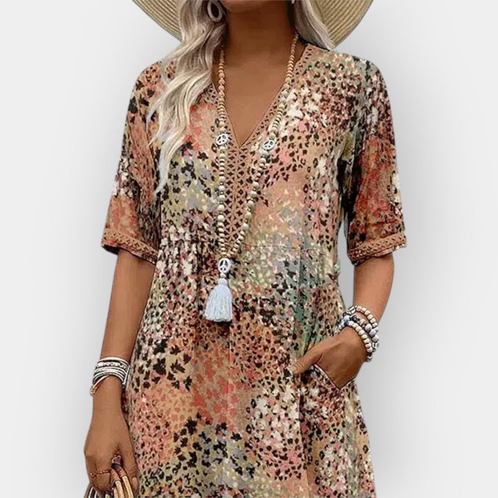 Stilinga Gėlių Midi Suknelė