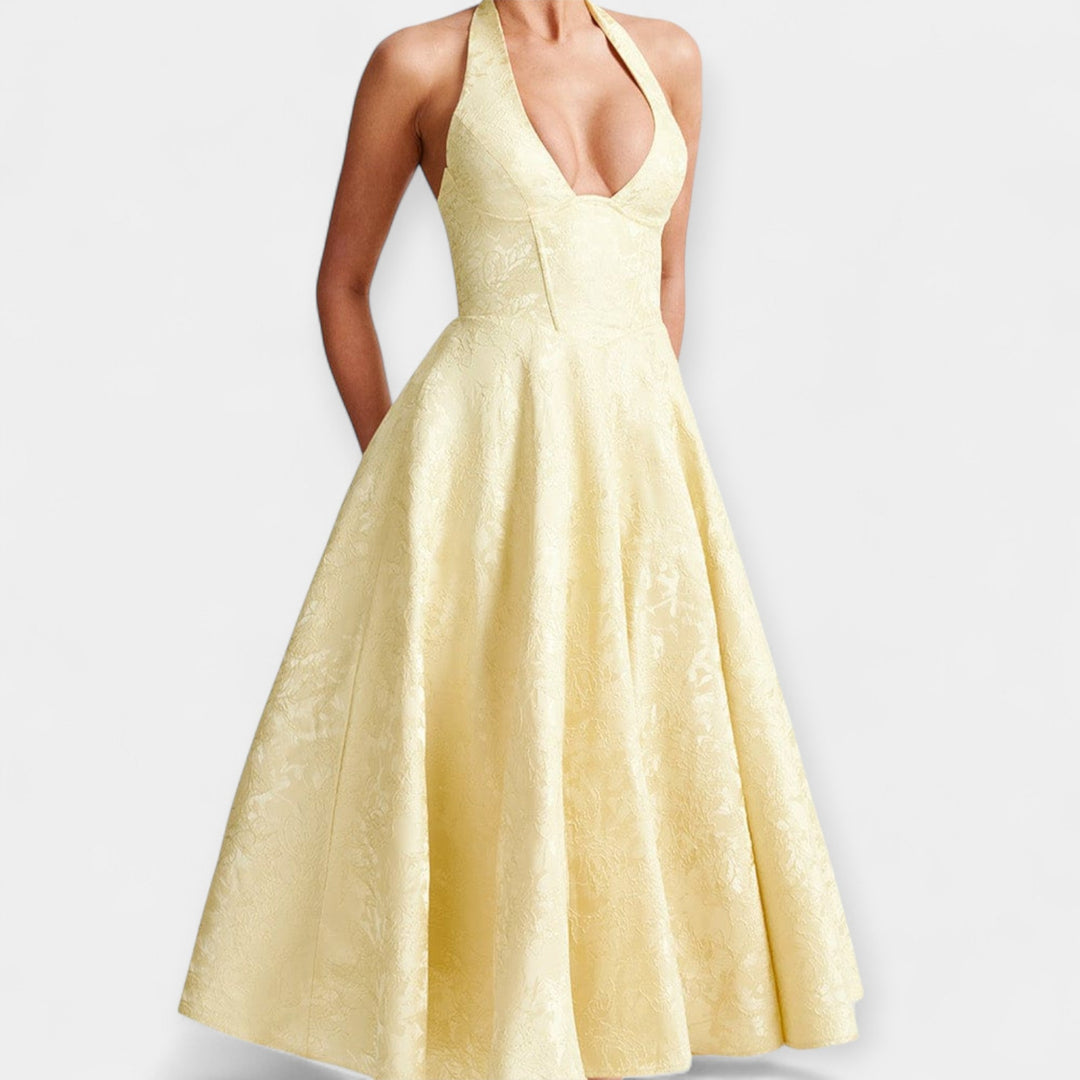 Minkštas midi su atvira nugarine ir korseto dizainu