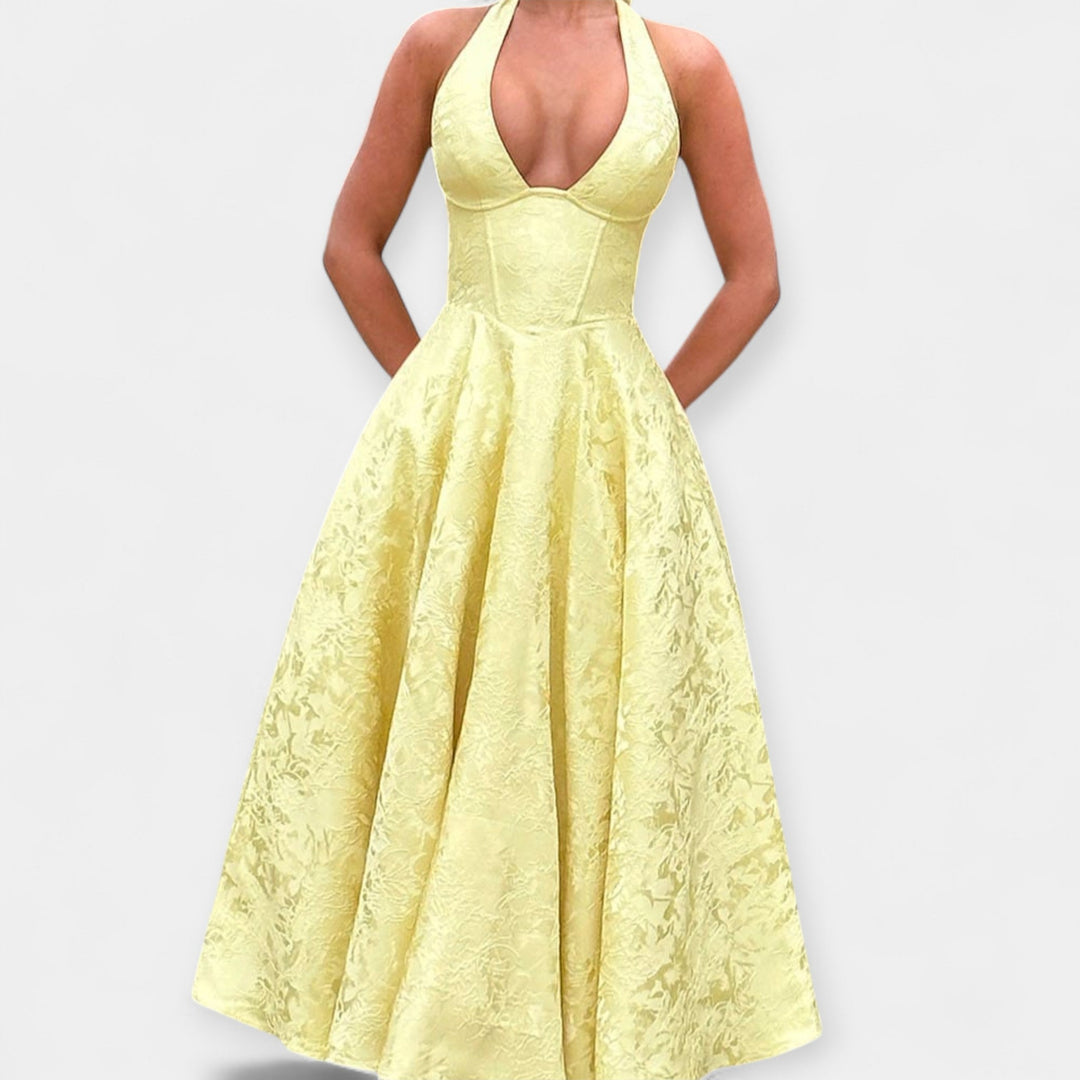 Minkštas midi su atvira nugarine ir korseto dizainu