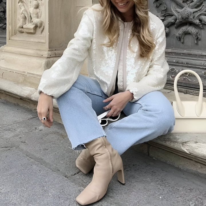 Journi - Elegantiškas Pailletten stiliaus paltas